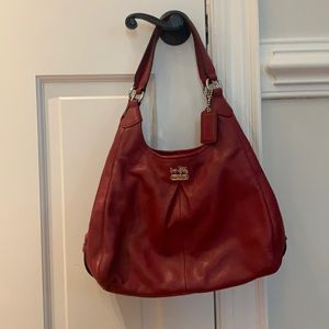 Red leather Coach purse with dust bag